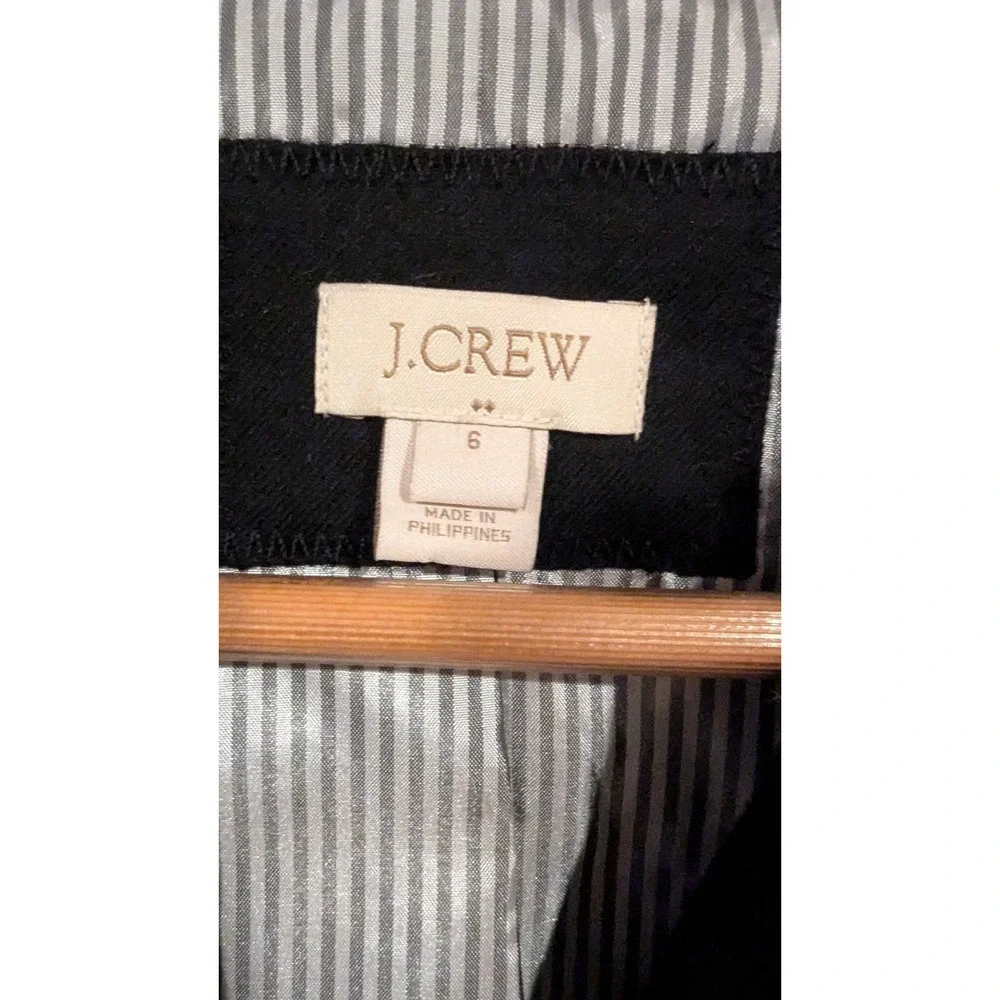 J.Crew Wool Blend Blazer 6 Black Gold Crest‎ Button Preppy Career 92480 Academia